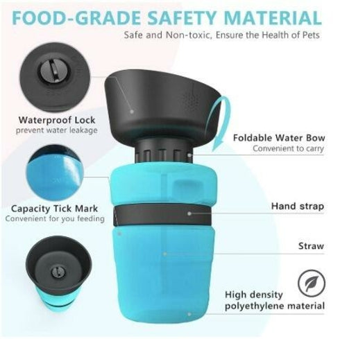 Portable Leak-Proof Dog Water Bottle for Travel & Outdoor Walks