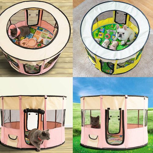 Portable Foldable Pet Playpen & Oxford Cloth Exercise Tent for Dogs & Cats