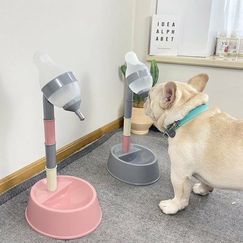 Adjustable Height Elevated Pet Water Dispenser & Food Bowl Stand