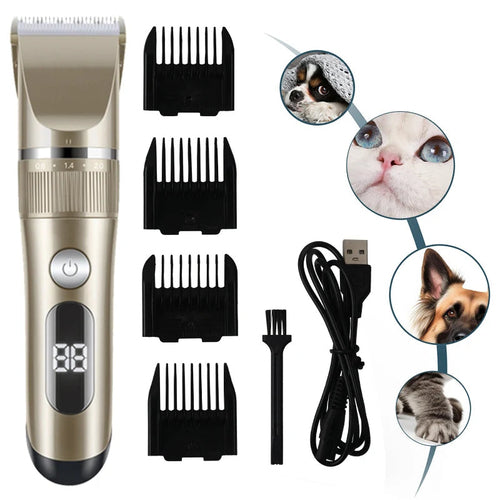 Professional Rechargeable All-Metal Pet Hair Clipper & Grooming Kit