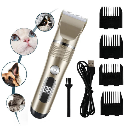 Professional Rechargeable All-Metal Pet Hair Clipper & Grooming Kit