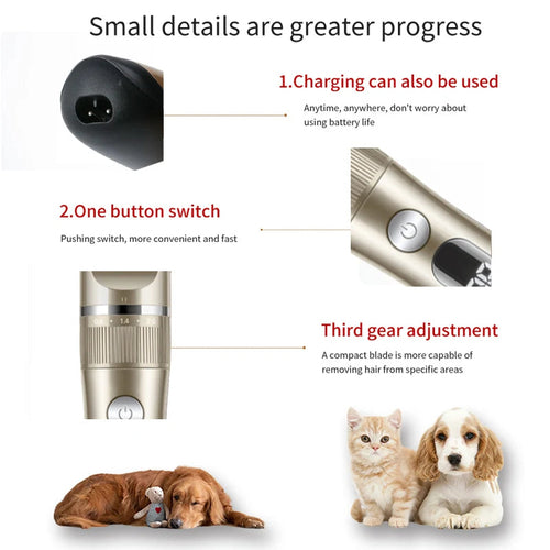 Professional Rechargeable All-Metal Pet Hair Clipper & Grooming Kit