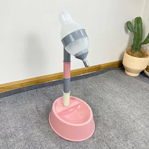 Adjustable Height Elevated Pet Water Dispenser & Food Bowl Stand