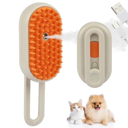4-in-1 Electric Steamy Pet Grooming Brush – Nano Mist Hair Remover & Massage Comb for Dogs and Cats